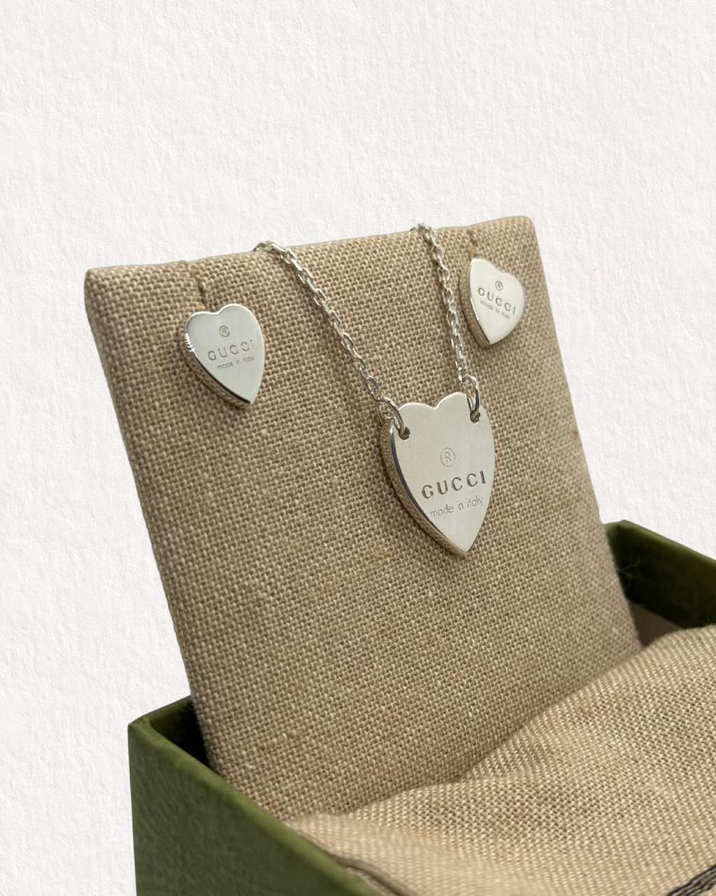 Gucci Heart Necklace and Earring Set